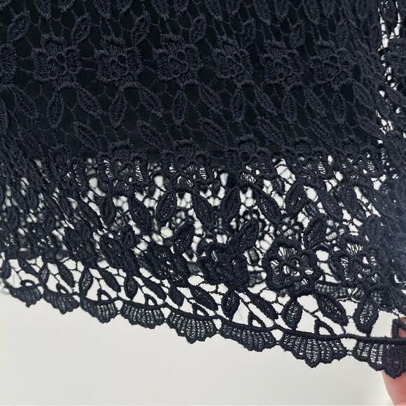 Marella Floral Lace Overlay Navy 100% Viscose Elegant Luxury Pencil Skirt Size 8
